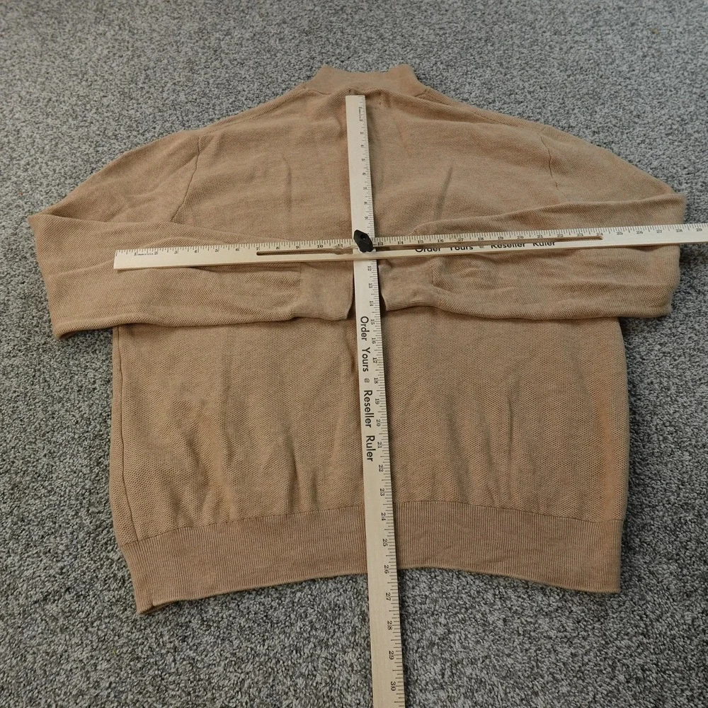 Polo Ralph Lauren Sweater Mens 2XL Beige Pima Pony Waffle Knit‎ 1/4 Zip Pullover